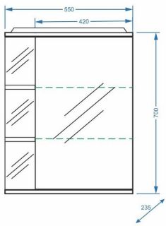 Зеркало-шкаф с подсветкой Stella Polar Нелея 55см правый белый SP-00000043